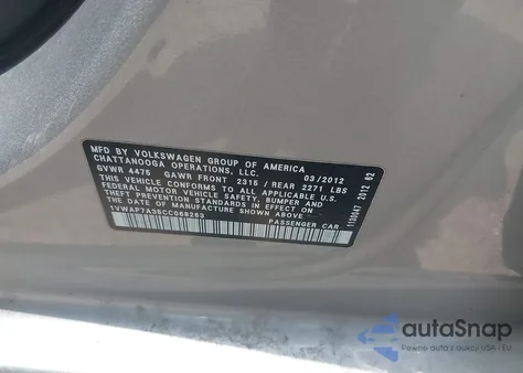 2012 Volkswagen Passat 2.5L S from USA, damaged, VIN 1VWAP7A35CC068263